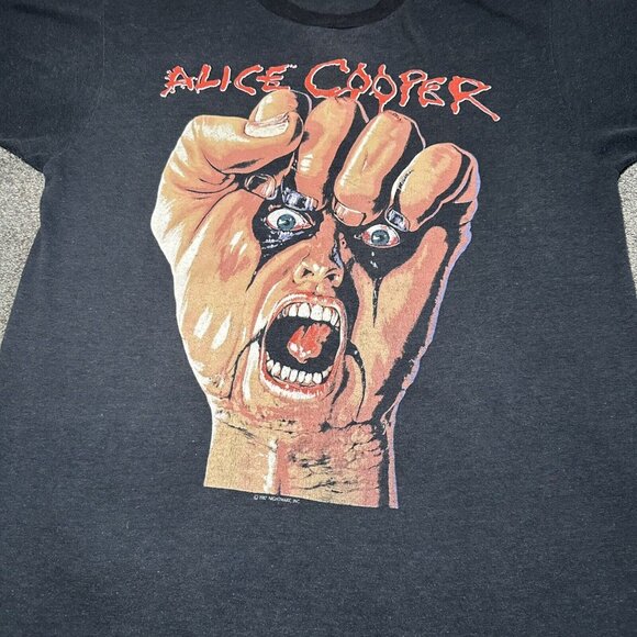 Alice Cooper 1987 T Shirt Size Large Raise Your Fist And Yell Tour Black Tours - Picture 2 of 9